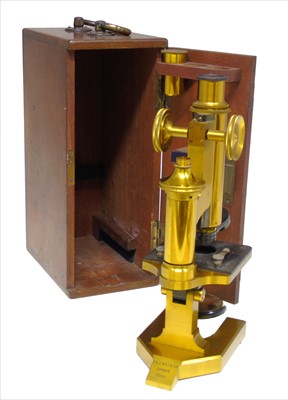 Lot 62 - R & J Beck Ltd, London, 23923 lacquered brass monocular microscope