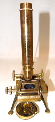 Lot 89 - Monocular brass microscope by Powell & Lealand, Euston Road, London