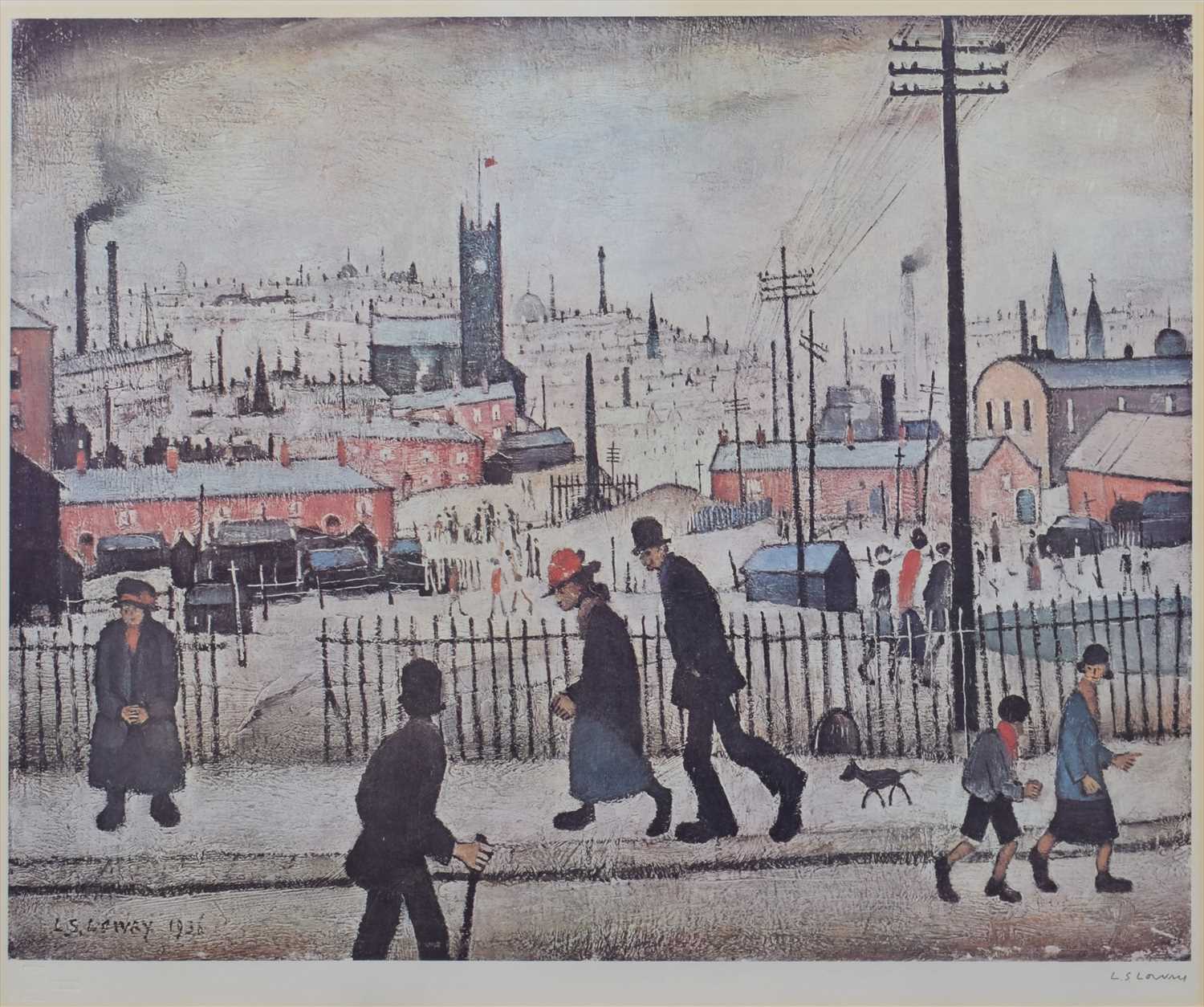 Lot 131 - After L.S. Lowry, "View of a Town", signed print.