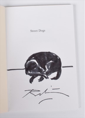 Lot 137 - Signed edition of "Street Dogs" by Harold Riley, with original dog drawing.