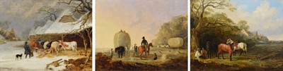 Lot 205 - John Dearman, Rural scenes with figures and horses, oil (3)
