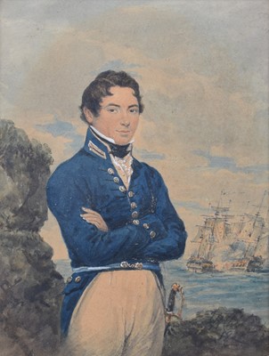 Lot 229 - James Warren Childe, Portrait of Captain James Wolfe R.N., watercolour.