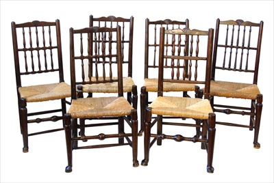Lot 178 - Six similar Liverpool spindle back chairs