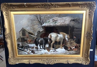 Lot 221 - Henry Charles Woollett, "The Farmyard in Winter", oil.