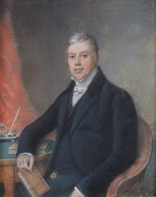 Lot 256 - Charles Hayter, Portrait of a seated gentleman, pastel.
