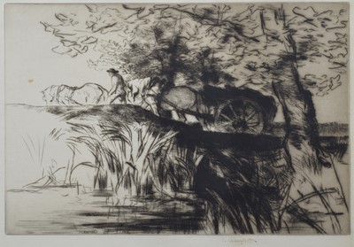 Lot 261 - Edmund Blampied, "The Meadow Road", signed etching.