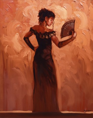 Lot 172 - Mark Spain, "Black Dress and Fan", oil on canvas.