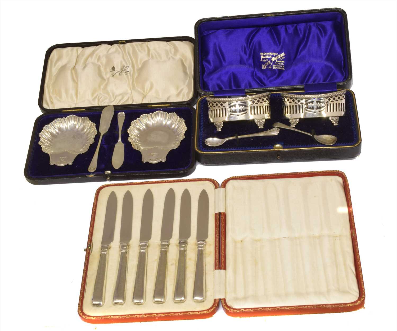 Lot 38 - Three sets of Victorian and later cased silver cutlery