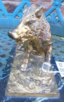 Lot 172 - Late 19th century gilded bronze figure of a seated boar