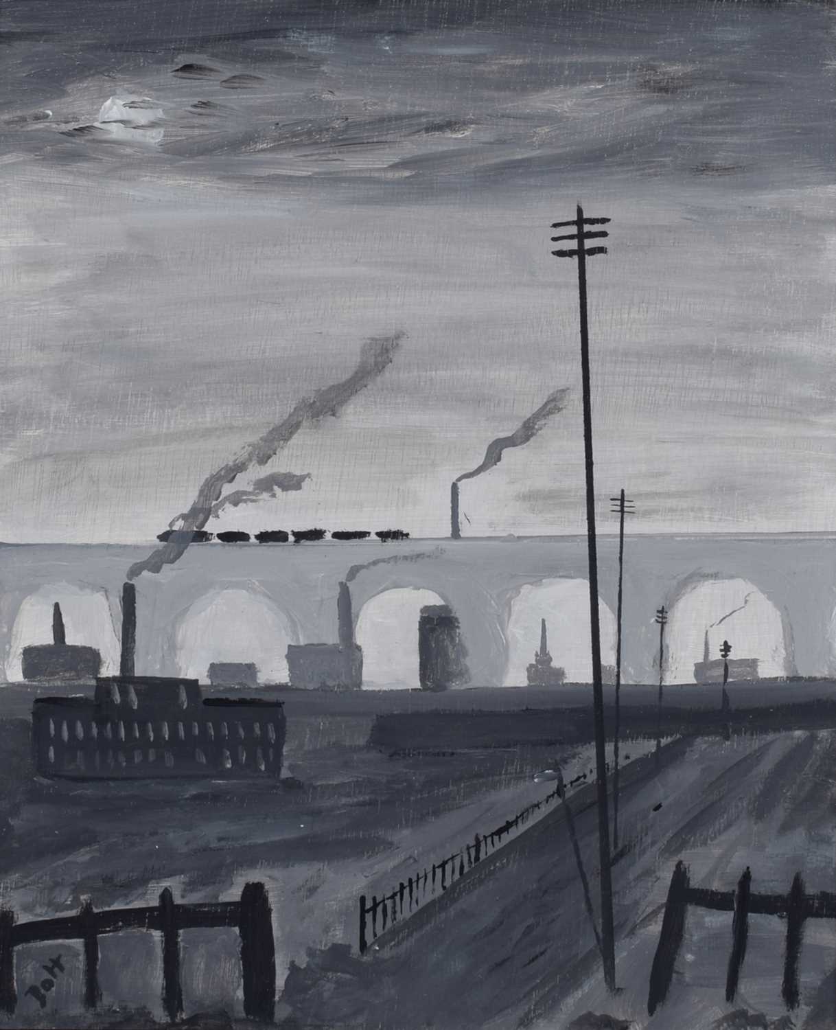 Lot 96 - Vincent Dott, "Stockport Viaduct", oil.