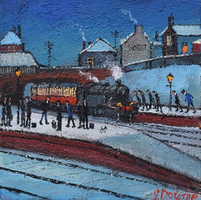 Lot 25 - J. Downie, "The Station, Oldham", oil.