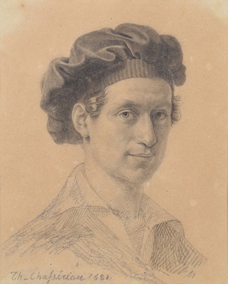 Lot 252 - Theodore Chasseriau, Portrait of a man, crayon.
