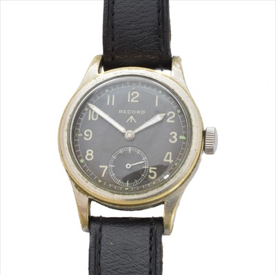 Lot 368 - A 1940s stainless steel Record 'Dirty Dozen' military manual wind wristwatch