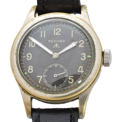Lot 368 - A 1940s stainless steel Record 'Dirty Dozen' military manual wind wristwatch