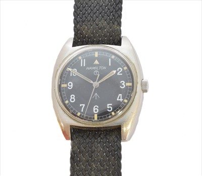 Lot 353 - A 1970s stainless steel Hamilton military watch
