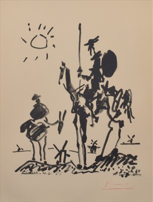 Lot 235 - Pablo Picasso, "Don Quixote and Sancho Panza", signed lithograph.