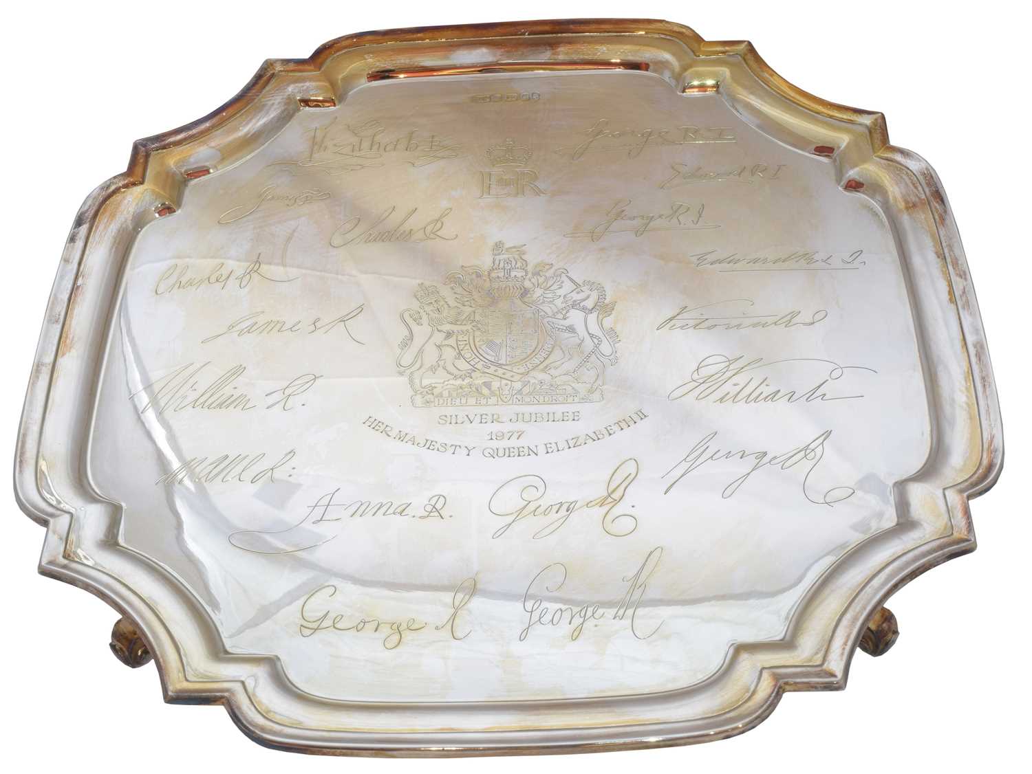 Lot 46 - A cased silver jubilee commemorative salver, limited edition, no. 27/250