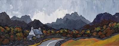 Lot 59 - David Barnes, "Storm over Snowdonia", oil.