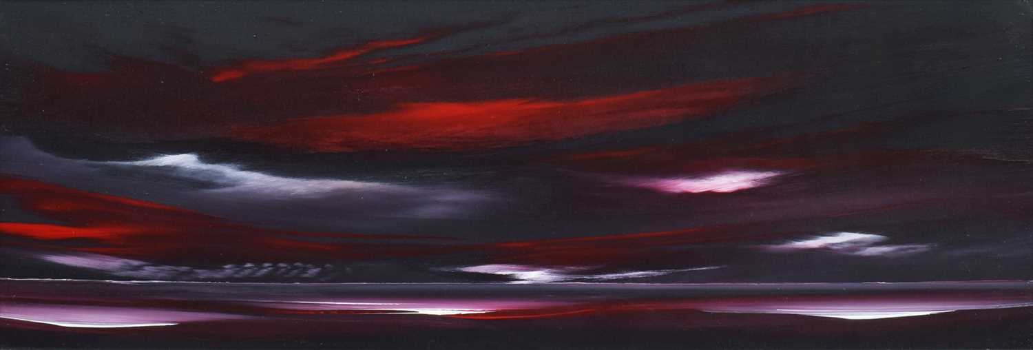 Lot 19 - Jonathan Shaw, "Red and Purple Skyline", oil.