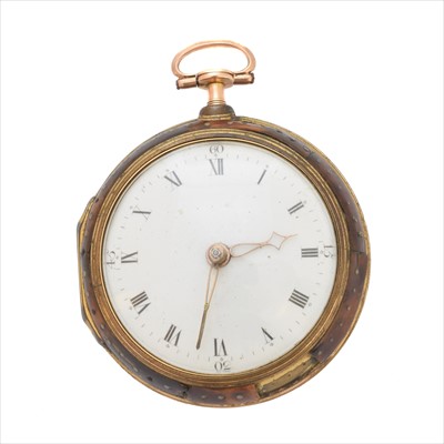 Lot 394 - A George III 18ct gold and diamond verge pair cased pocket watch by William Tarleton