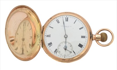 Lot 397 - An early 20th century 9ct gold full hunter pocket watch by Thos Russell & Son