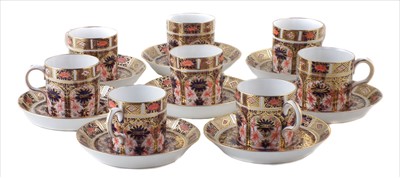 Lot 152 - Royal Crown Derby eight coffee cans and saucers