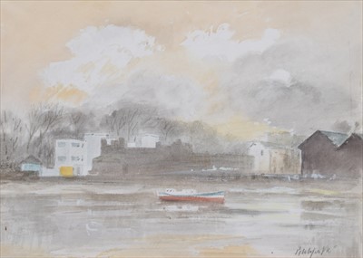 Lot 197 - R.V. Pitchforth, "The Thames at Chelsea", watercolour.