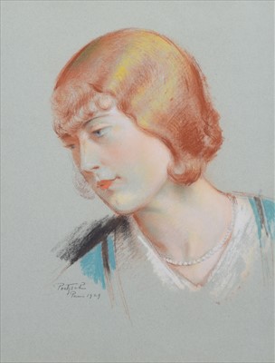 Lot 195 - Gustave Poetzsch, Portrait of a woman's head, pastel.