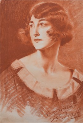 Lot 187 - Count Mario Grixoni, Portrait of a young lady, pastel.