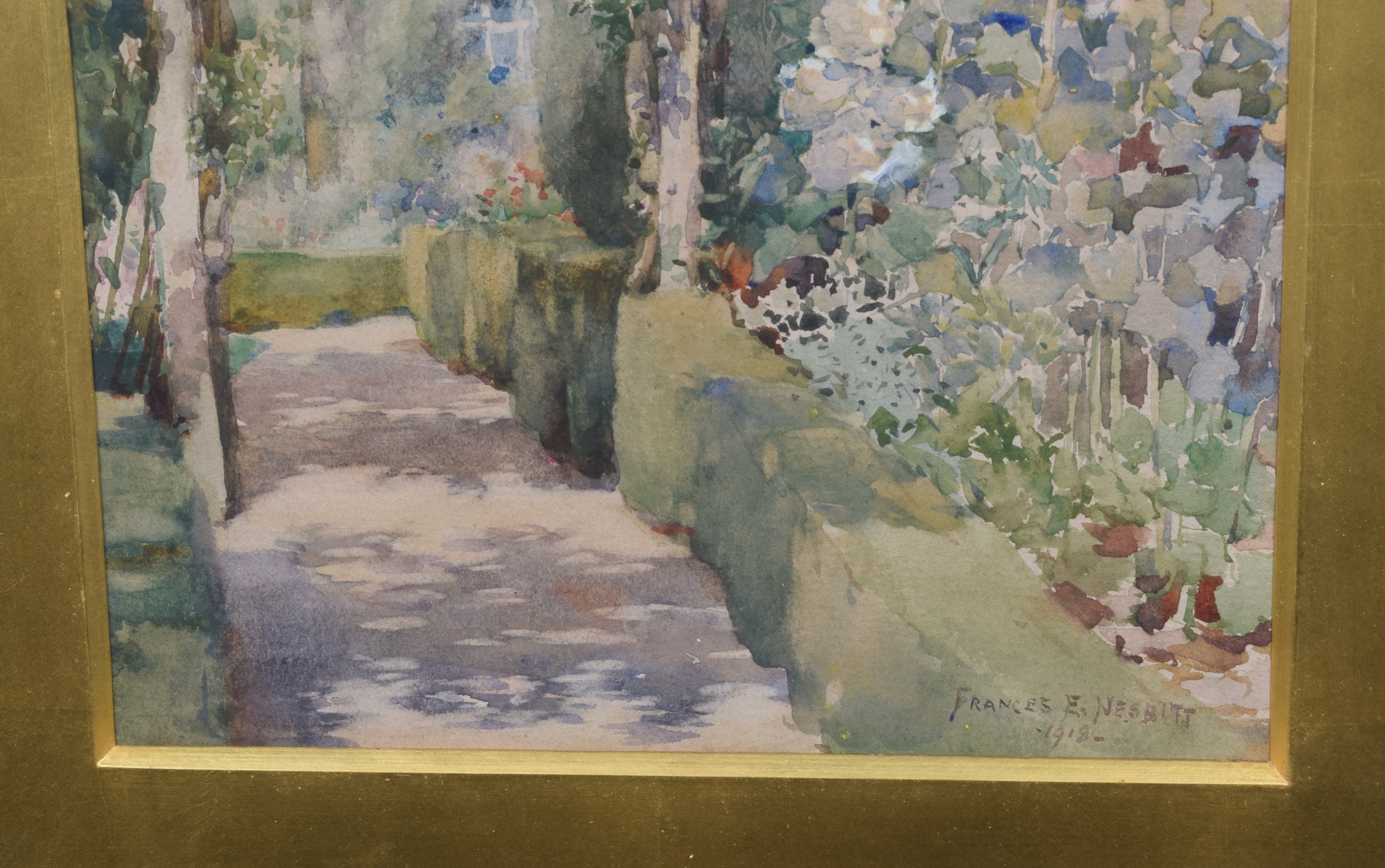 Lot 247 - Frances E. Nesbitt, Garden path with floral