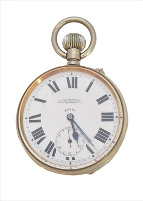 Lot 119 - A 'Goliath' stainless steel open face pocket watch