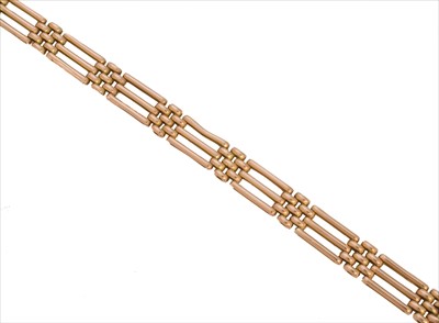 Lot 31 - A 9ct gold gate link bracelet by Charles Daniel Broughton