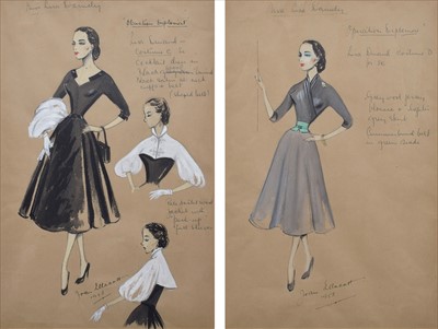 Lot 185 - Joan Ellacott, Costume designs for the British film "Operation Diplomat", watercolour and ink (2).