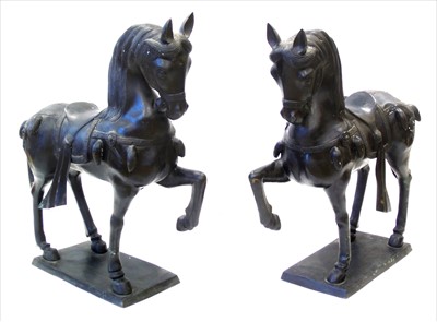 Lot 223 - Pair of cast metal 20th century figures of horses