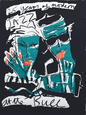 Lot 239 - Bruce McLean, "25 Years of Jazz at the Bull", signed screenprint.