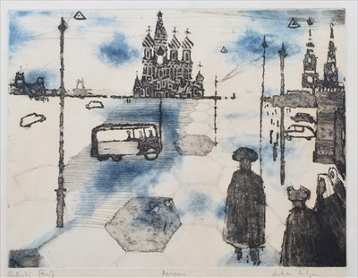 Lot 240 - Julian Trevelyan, "Moscow", signed etching.