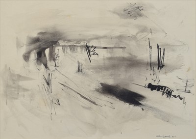 Lot 193 - William Johnstone, The Bridge, Ink and wash