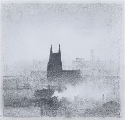 Lot 106 - Trevor Grimshaw (British 1947-2001), "Church", graphite.