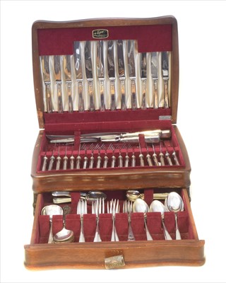 Lot 54 - An Elizabeth II 87 piece canteen of  silver and silver handled 'Athenian pattern' cutlery
