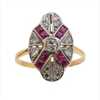 Lot 216 - A ruby and diamond cluster ring