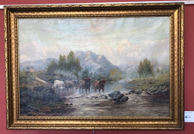 Lot 106 - Sydney, 19th/20th century, River scene with highland cattle watering.