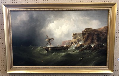 Lot 193 - Henry Redmore, Shipwreck off the coast, oil on canvas.
