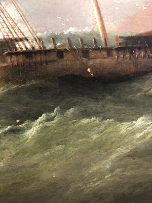 Lot 193 - Henry Redmore, Shipwreck off the coast, oil on canvas.