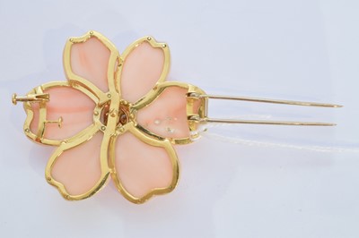 Lot 60 - A coral and diamond brooch
