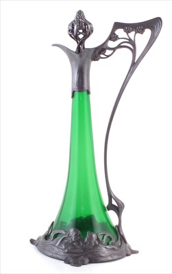 Lot 109 - WFM art nouveau pewter wine ewer