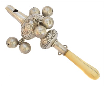 Lot 62 - An ivory handled rattle