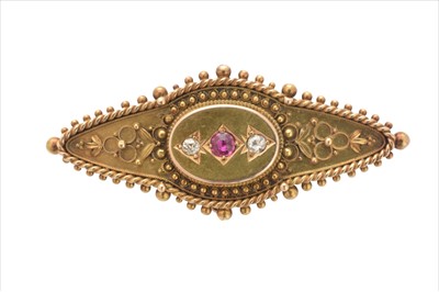 Lot 46 - A late Victorian ruby and diamond brooch