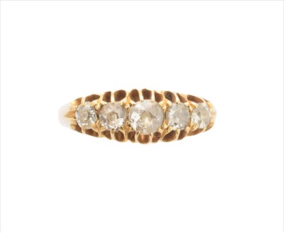 Lot 146 - An 18ct gold diamond five stone ring