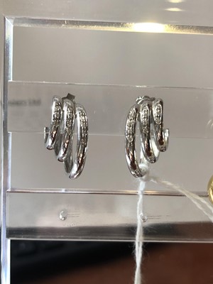 Lot 44 - A pair of 18ct gold diamond earrings
