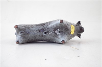 Lot 105 - Peter Wright Studio Pottery figure of a bull, incised monograms to underside 15.5cm long, artists resale right may apply to this lot